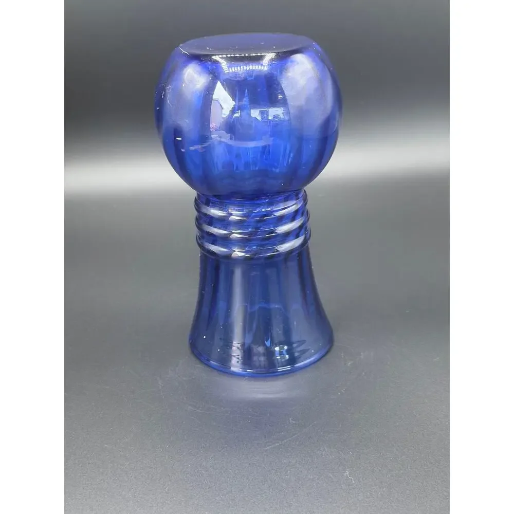 Vintage Indiana Glass Cobalt Blue Swirl Ribbed Ring Bud Vase 6.75 Inch